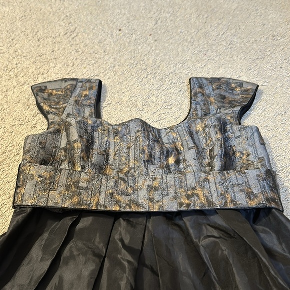 Debbi O. Maternity Dress Small Black Gray Gold Belted Party NWT LOFT - Picture 2 of 7